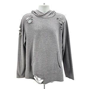 Jordan Craig Mens XL Hoodie JC LE Shredded Pullover Heather Gray Raw Hem